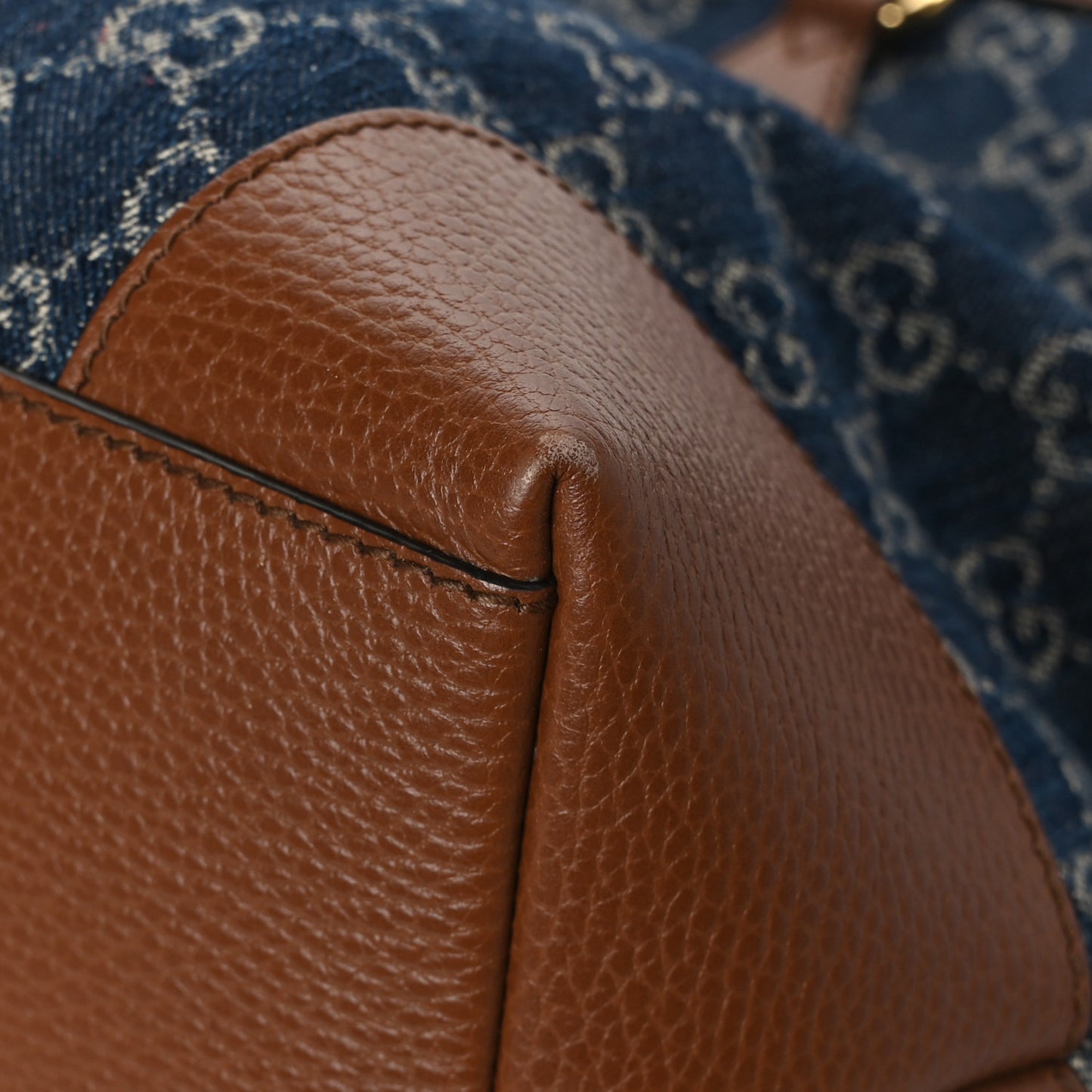 New Denim GG Monogram Medium Ophidia Shopping Tote Blue Tea Cuir