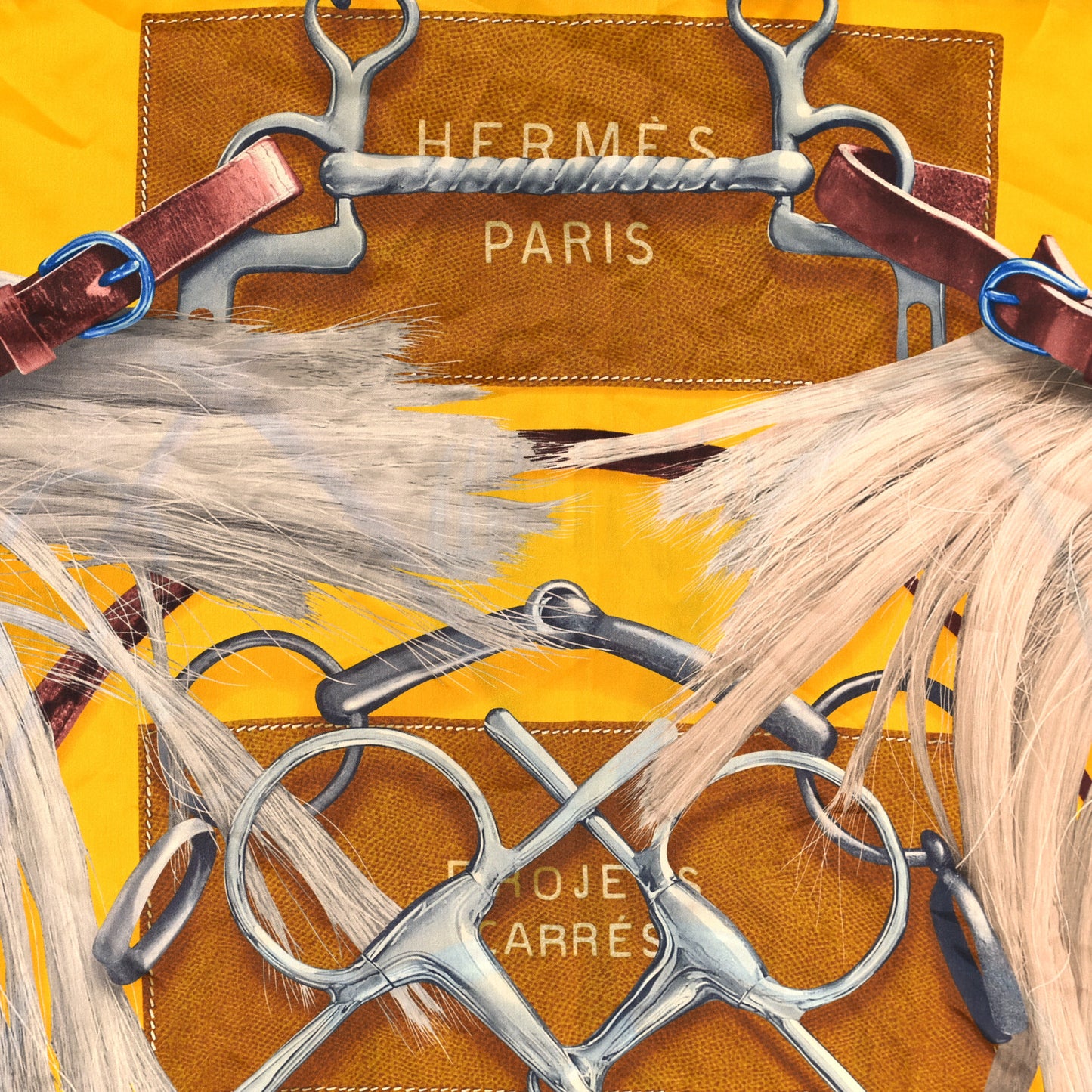Silk Projets Carres Scarf 90 Jaune D'Or Marron