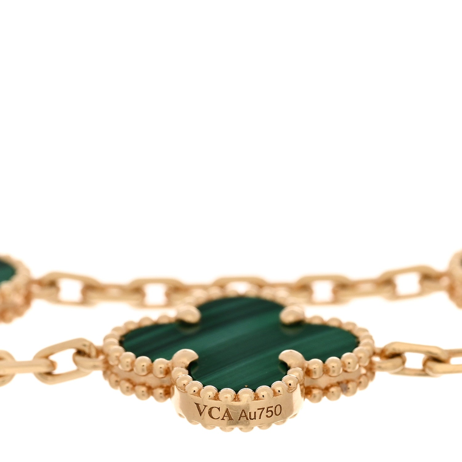 Van Cleef & Arpels 18K Yellow Gold Malachite 5 Motifs Vintage Alhambra Bracelet 3 of 4