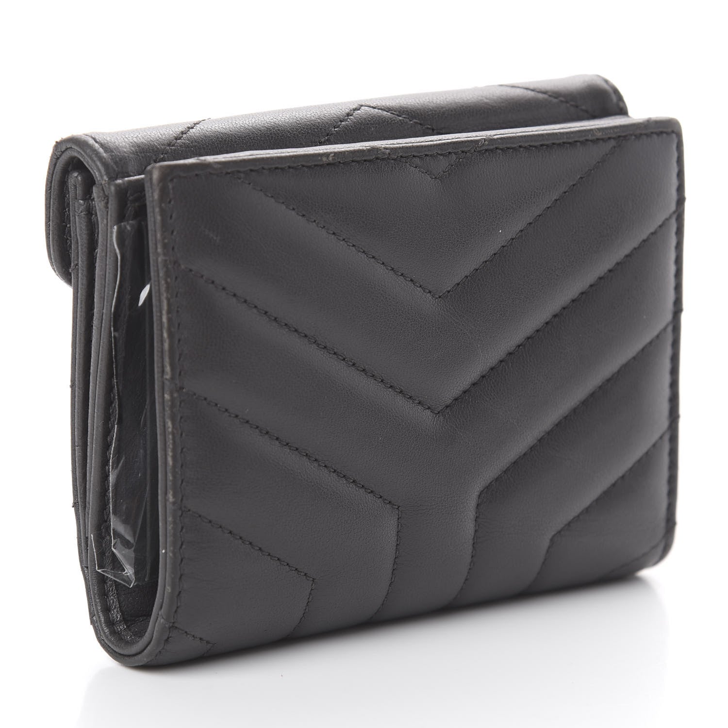 Saint Laurent Lambskin Y Quilted Monogram Compact Loulou Wallet Asphalt 2 of 5