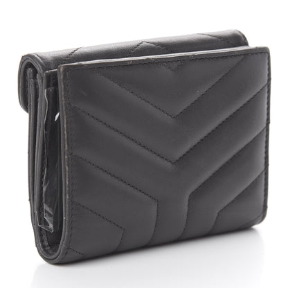 Saint Laurent Lambskin Y Quilted Monogram Compact Loulou Wallet Asphalt 2 of 5
