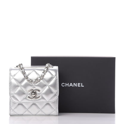 Chanel Metallic Lambskin Quilted Mini Trendy CC Clutch With Chain Silver 10 of 10