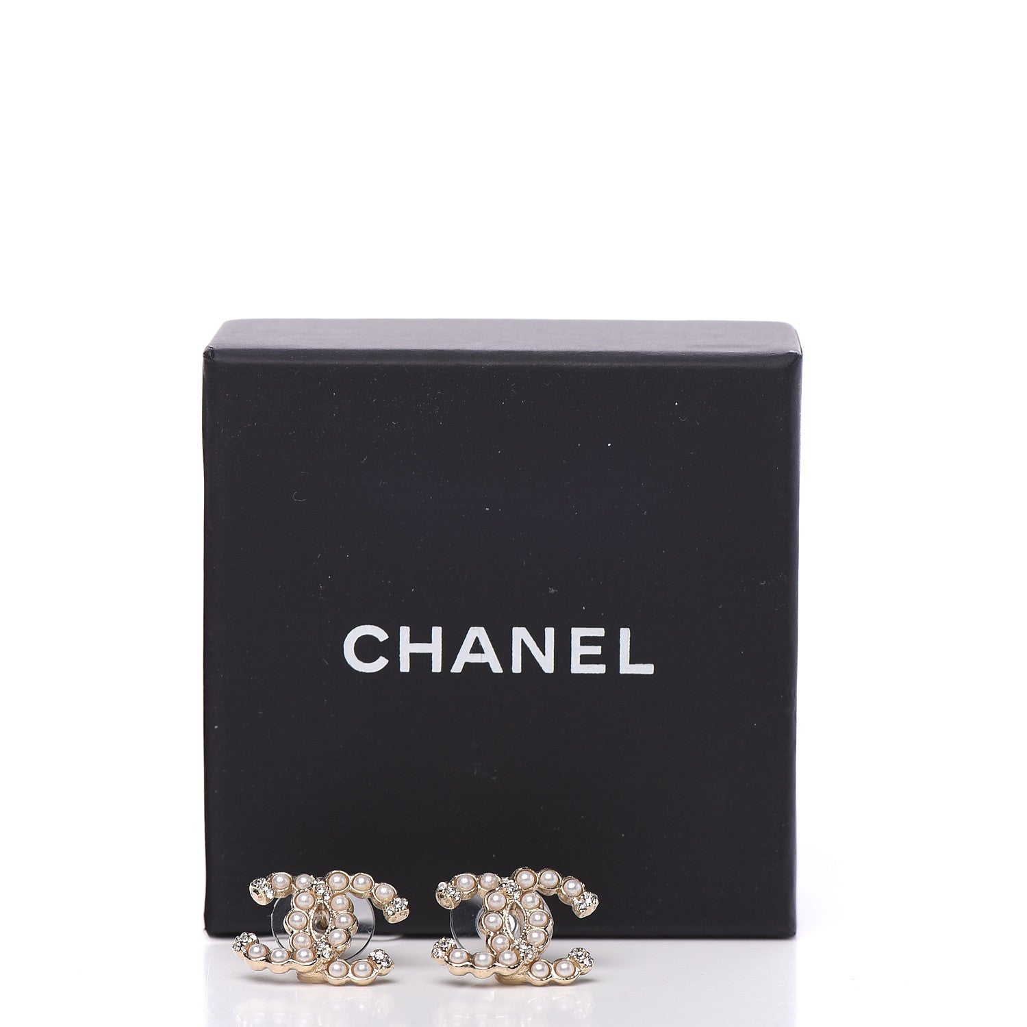 Chanel Pearl Crystal CC Earrings Gold 5 of 5