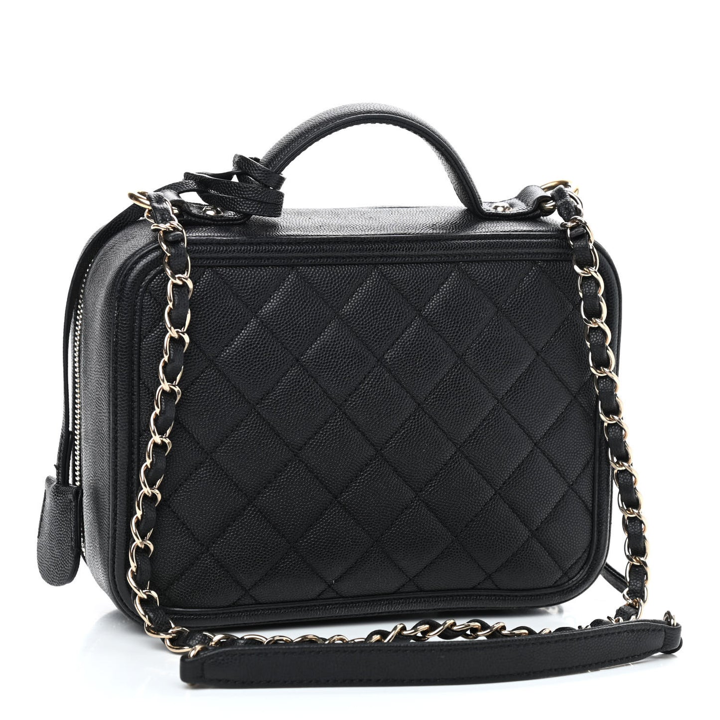 Caviar Quilted Medium CC Filigree Vanity Case Black