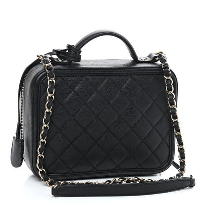 Chanel Caviar Quilted Medium CC Filigree Vanity Case Black 3 of 10