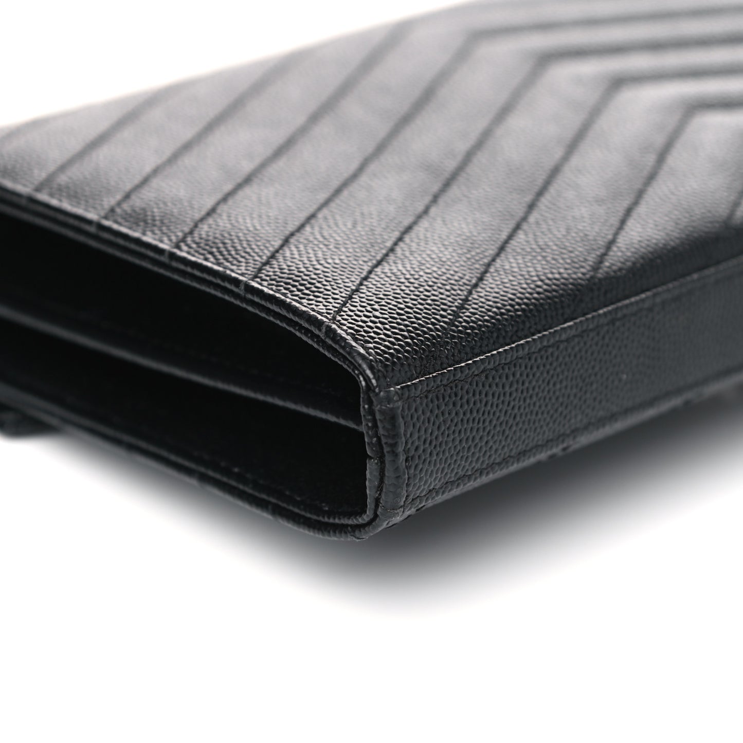 Grain De Poudre Matelasse Chevron Monogram Chain Wallet Black
