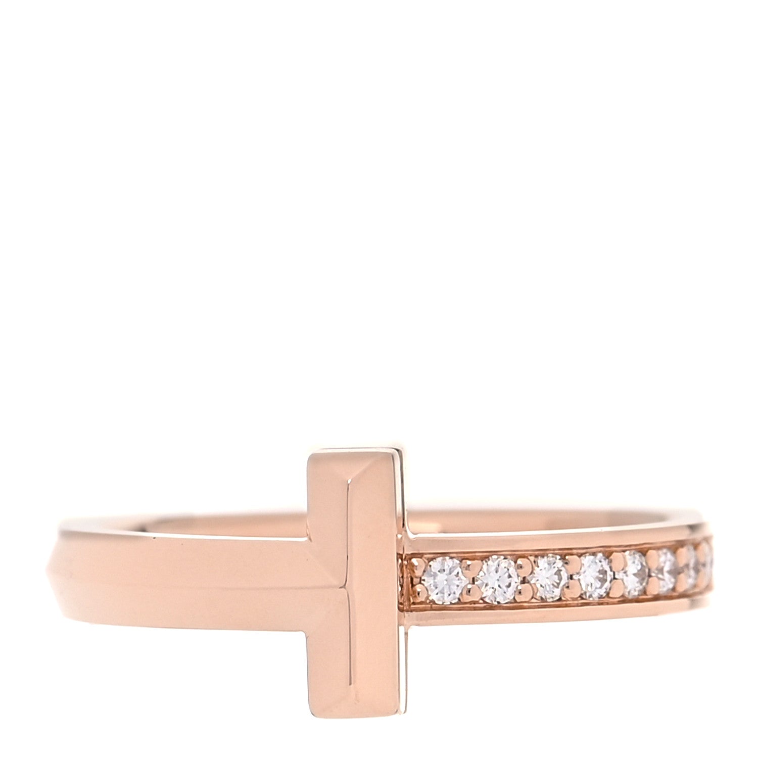 Tiffany 18K Rose Gold Diamond T T1 Ring 48 4.5 1 of 5