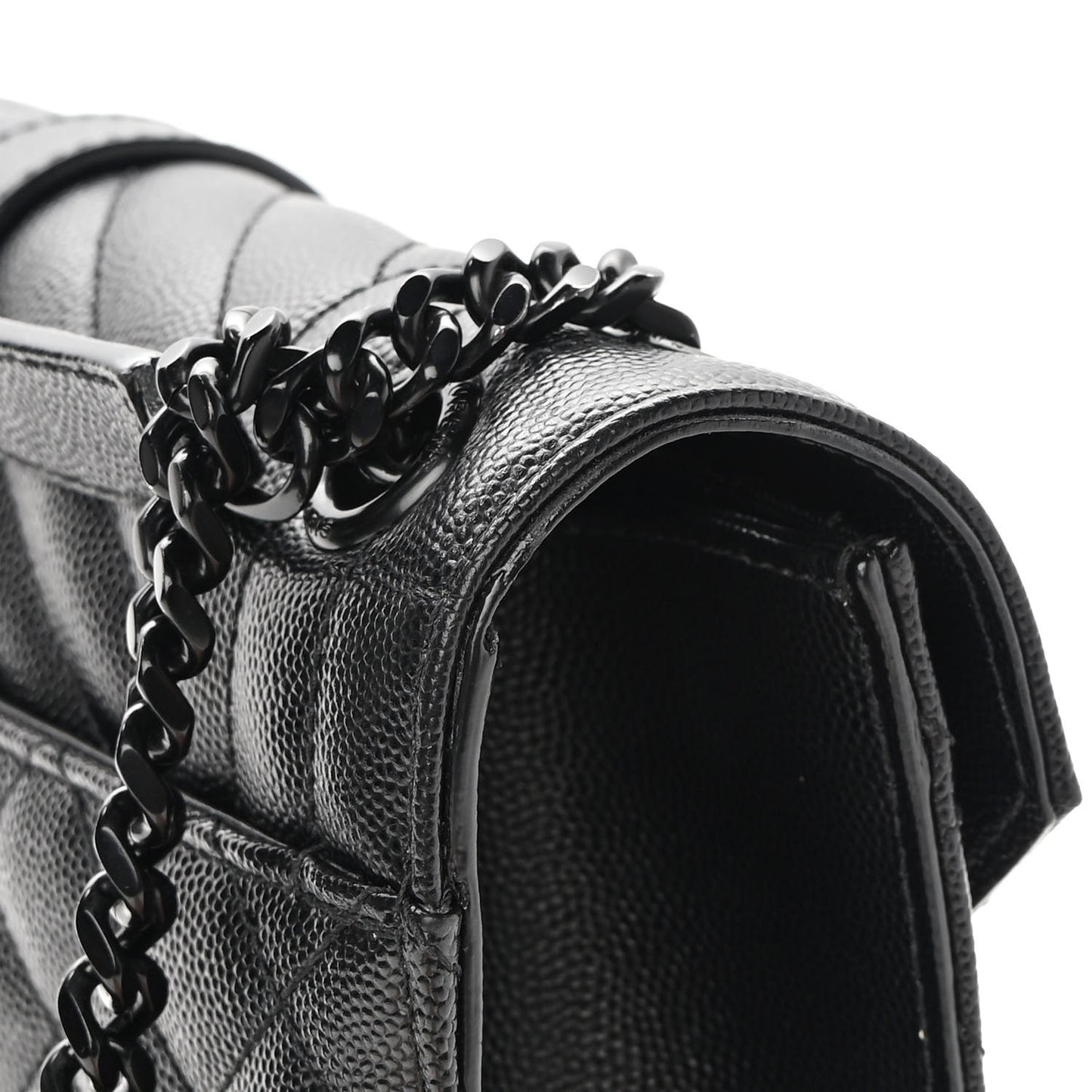 Grain De Poudre Textured Mixed Matelasse Triquilt Medium Monogram Satchel Black