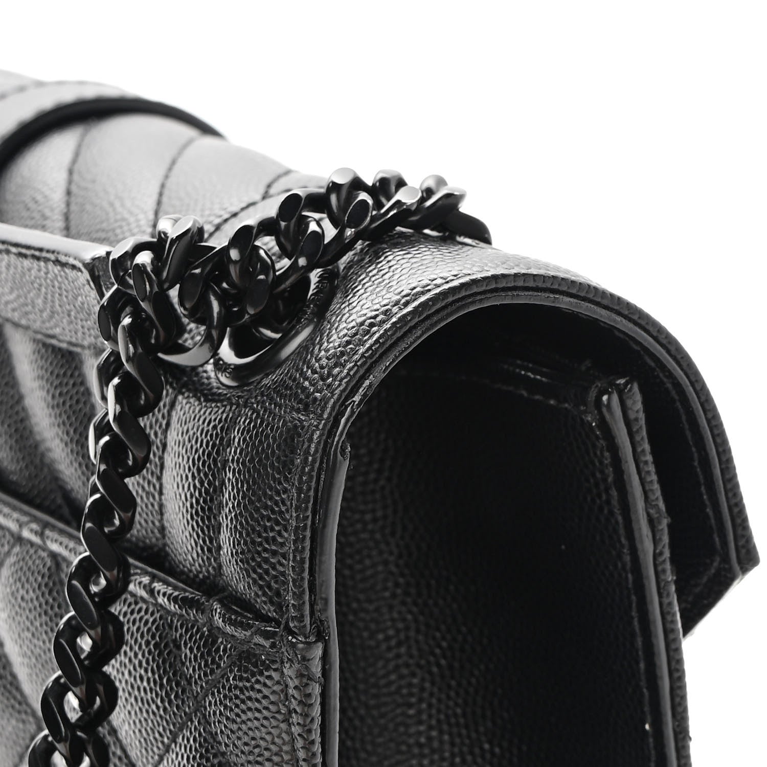 Saint Laurent Grain De Poudre Textured Mixed Matelasse Triquilt Medium Monogram Satchel Black 11 of 12