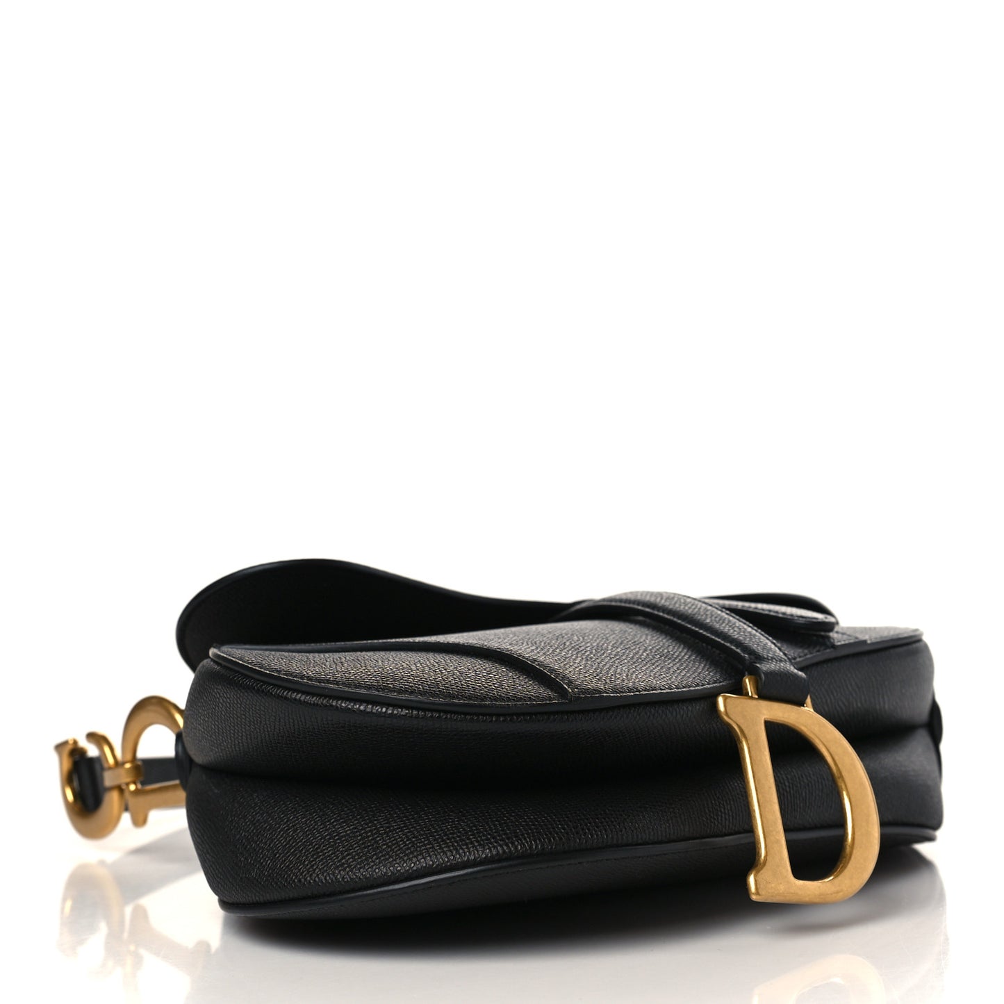 Grained Calfskin Saddle Bag Black