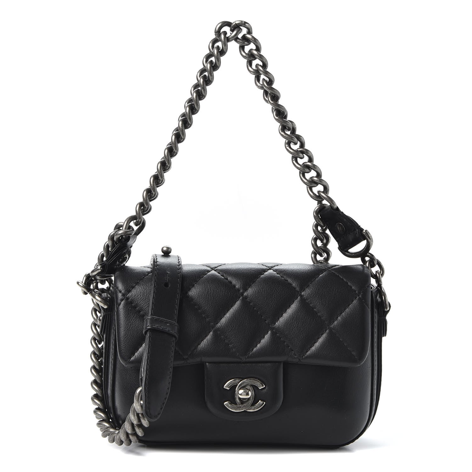 Chanel Calfskin Quilted Small Rock My Shoulder Flap Black 1 of 10