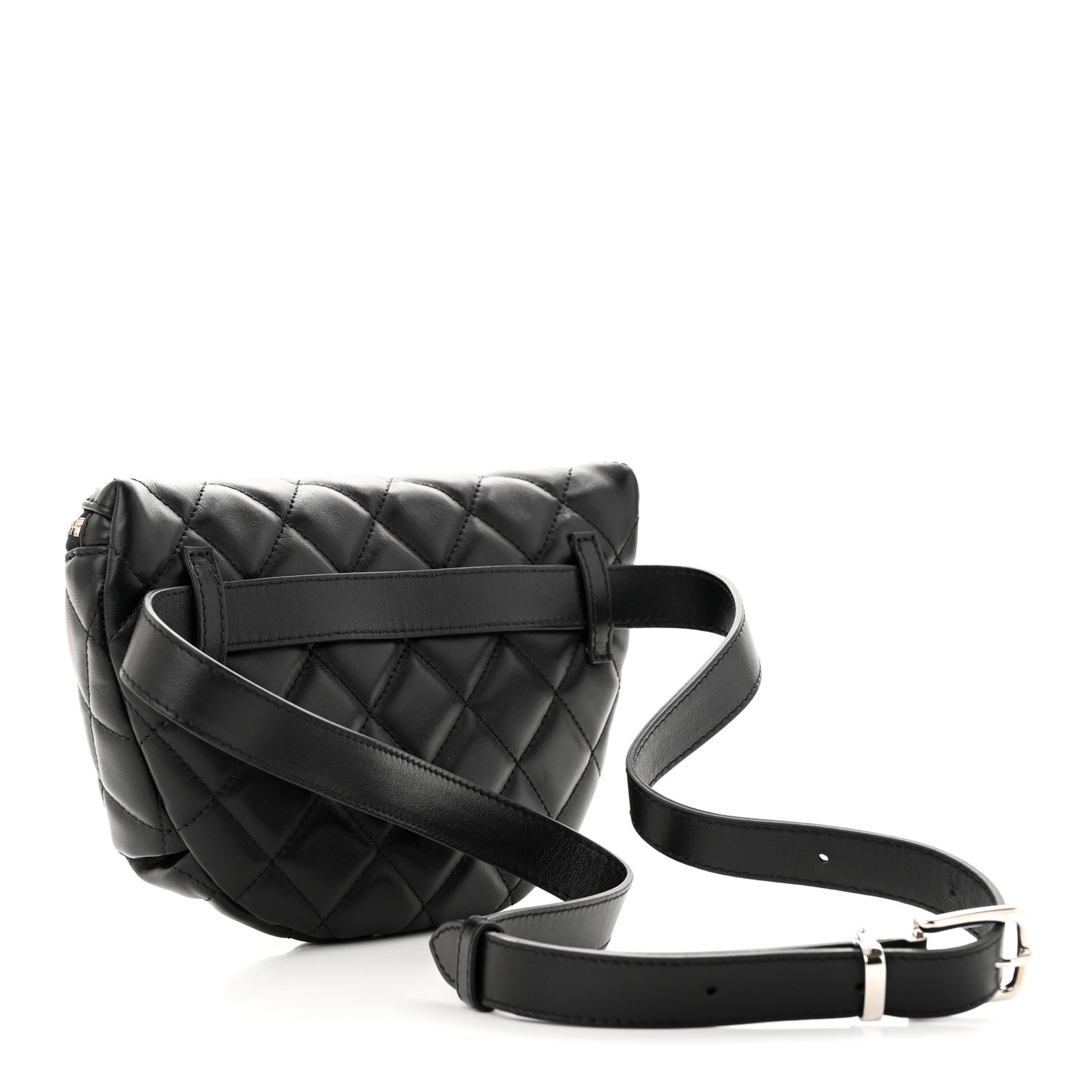 Calfskin Quilted Waist Belt Bag Black