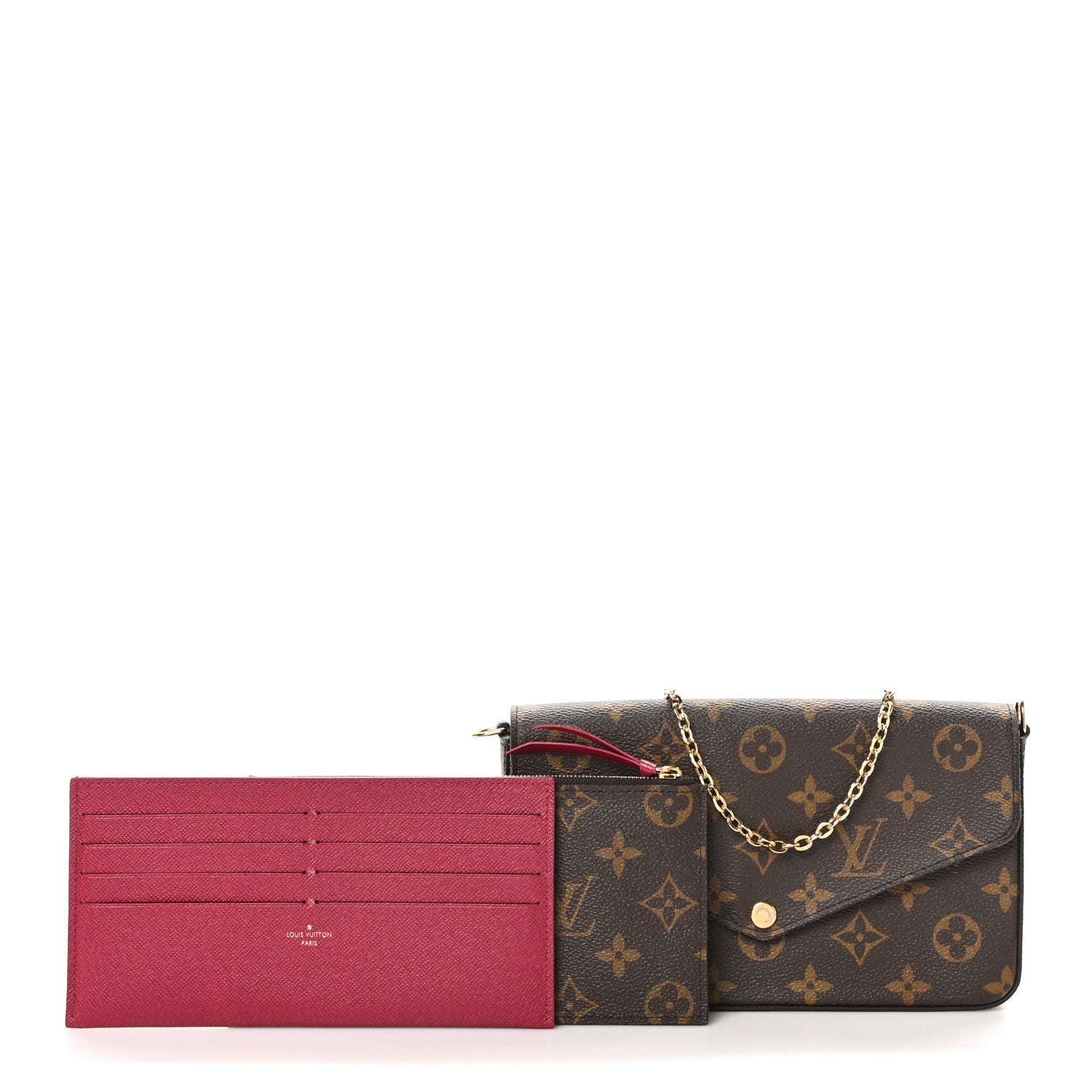 Louis Vuitton Monogram Pochette Felicie Chain Wallet Fuchsia 3 of 11