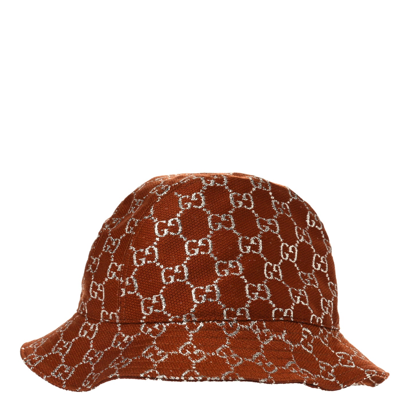 Canvas Lame GG Monogram Bucket Hat L Burnt Orange Silver