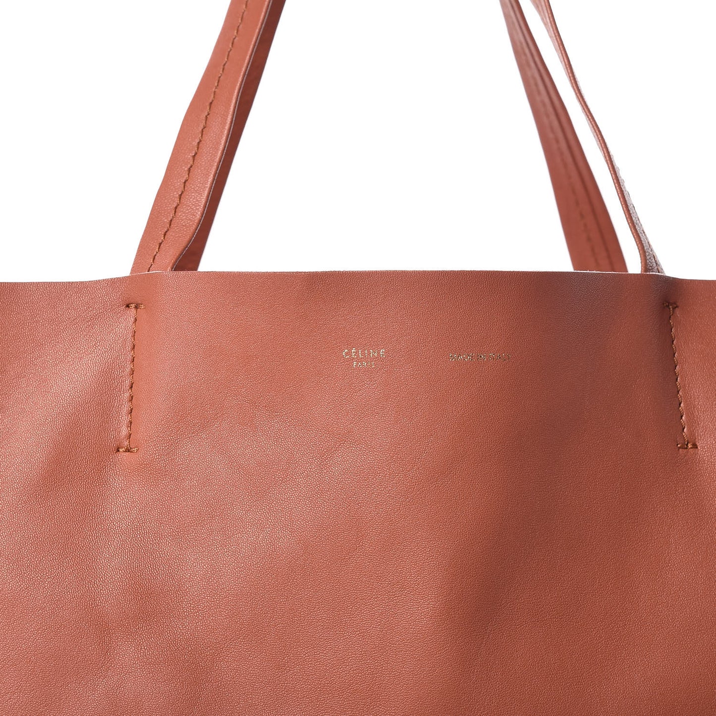 Lambskin Horizontal Bi-Color Cabas Peach Rust