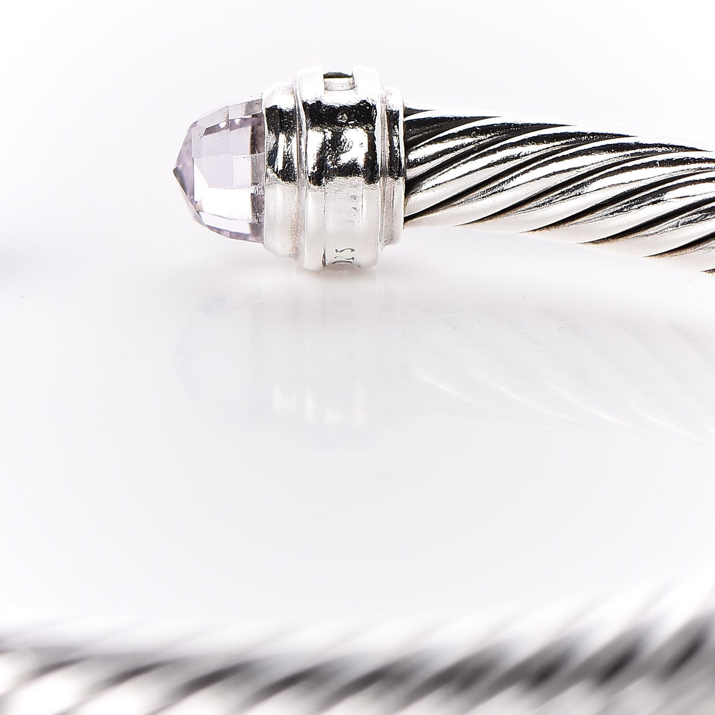 Sterling Silver Diamond Amethyst 5mm Cable Classics Princess Bracelet