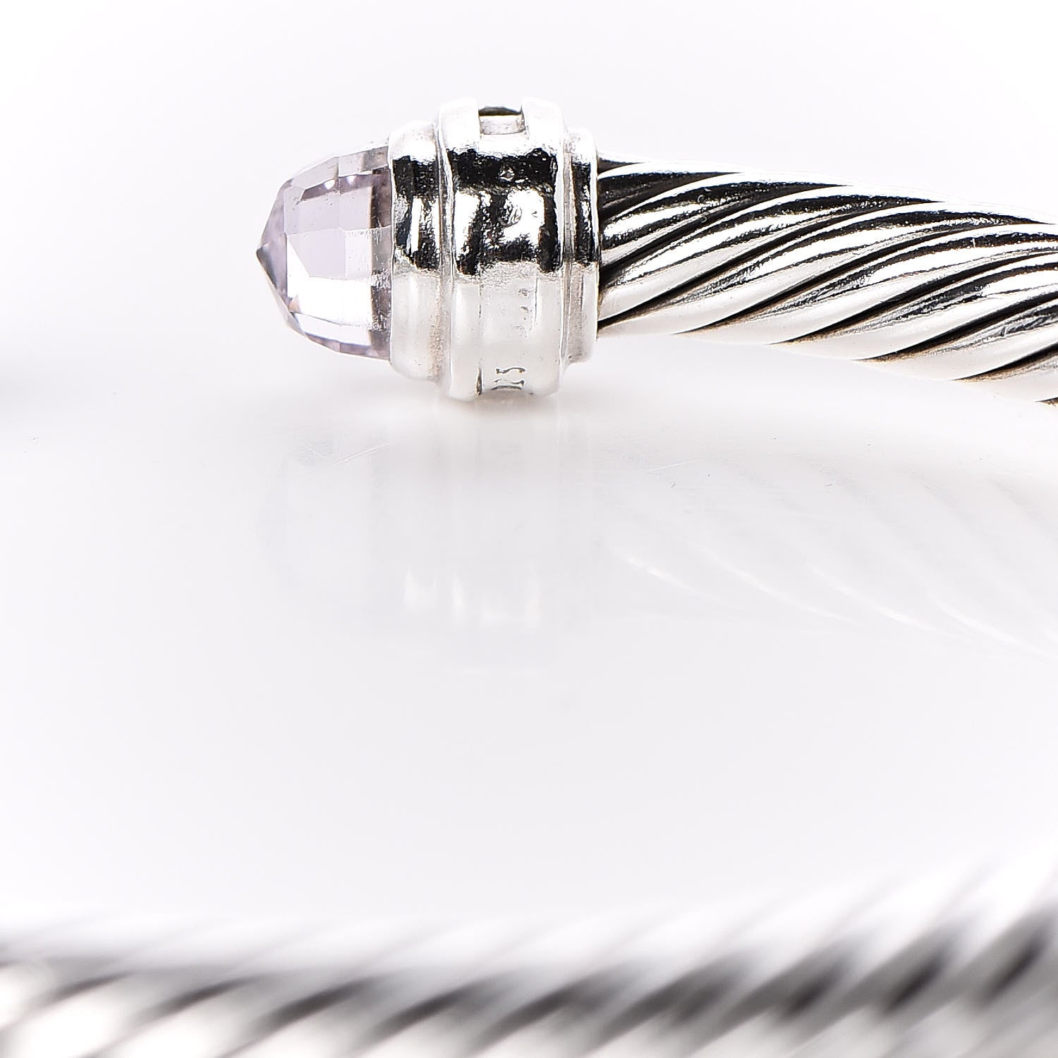 David Yurman Sterling Silver Diamond Amethyst 5mm Cable Classics Princess Bracelet 4 of 5