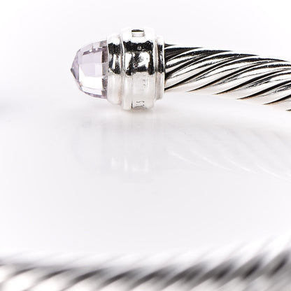 David Yurman Sterling Silver Diamond Amethyst 5mm Cable Classics Princess Bracelet 4 of 5