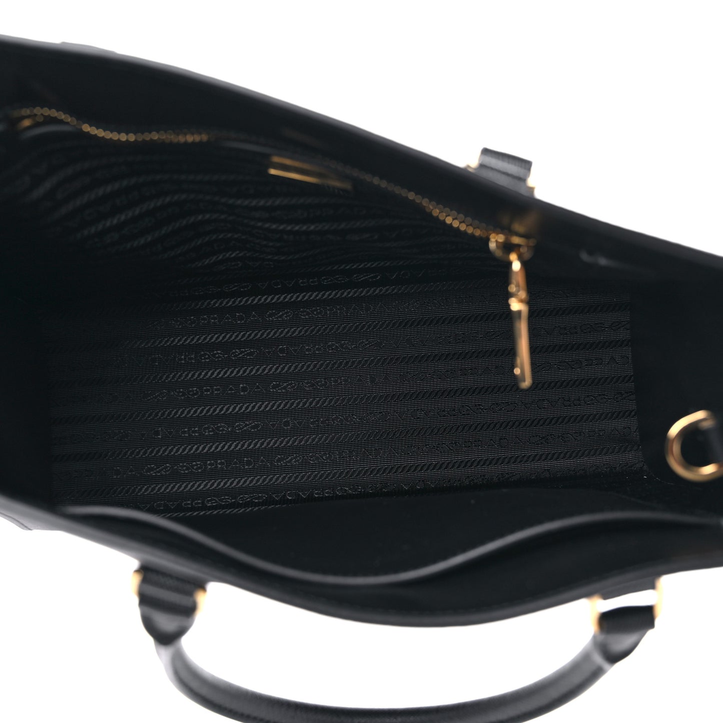 Saffiano Lux Logo Embossed Medium Shoulder Tote Handbag Black