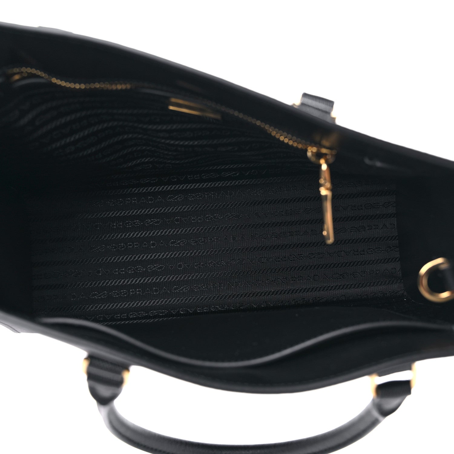 Prada Saffiano Lux Logo Embossed Medium Shoulder Tote Handbag Black 5 of 9