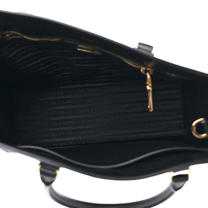 Prada Saffiano Lux Logo Embossed Medium Shoulder Tote Handbag Black 5 of 9