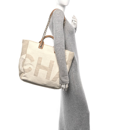 Chanel Canvas Large Shopping Tote White Beige 2 of 9