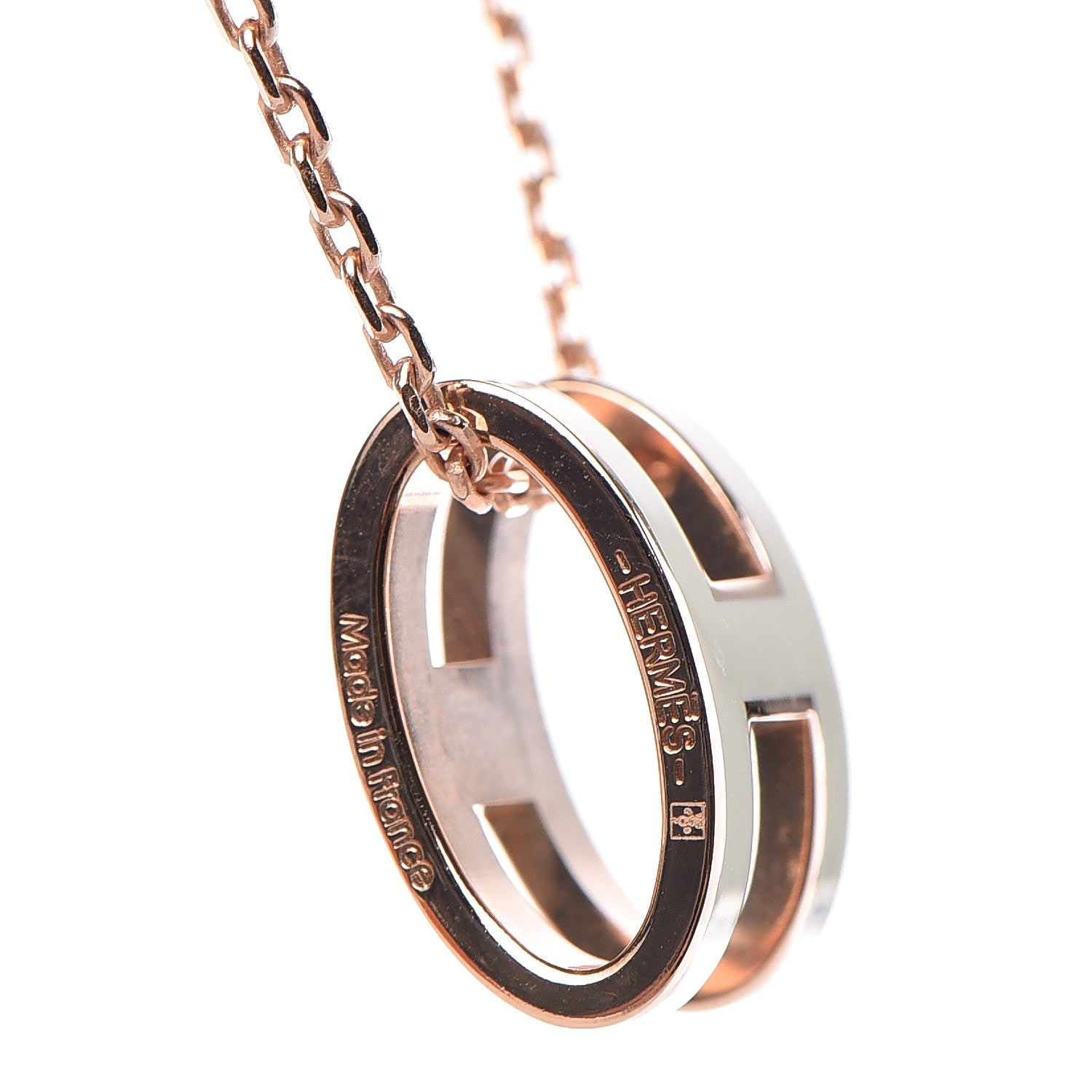 Hermes Lacquered Palladium Pop H Pendant Necklace White 4 of 6