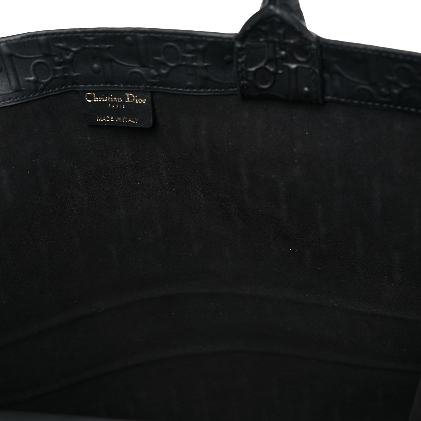 Oblique Calfskin Embossed Large Book Tote Black
