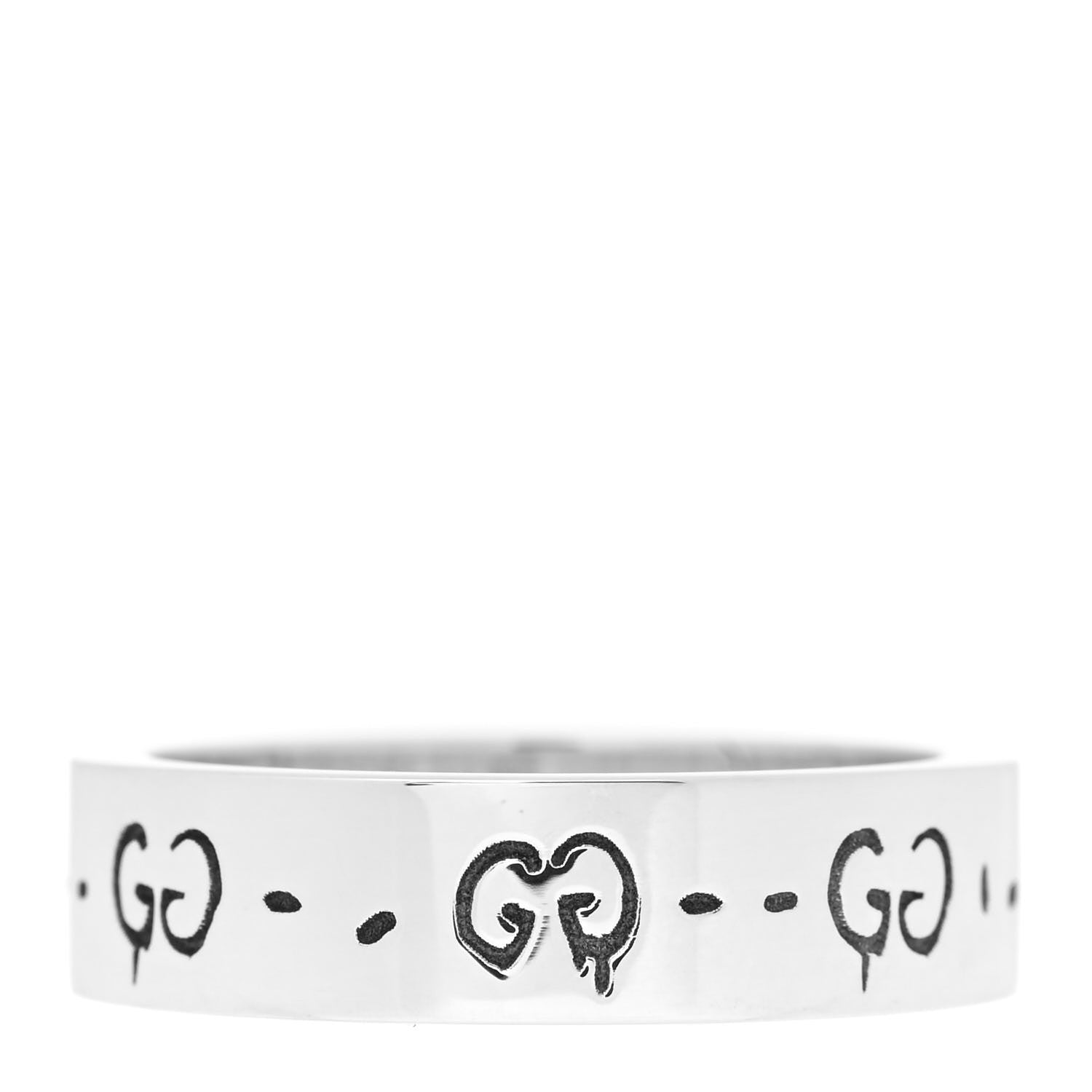 Gucci Sterling Silver Narrow GucciGhost Hamlet Skull Ring 60 9 3 of 6