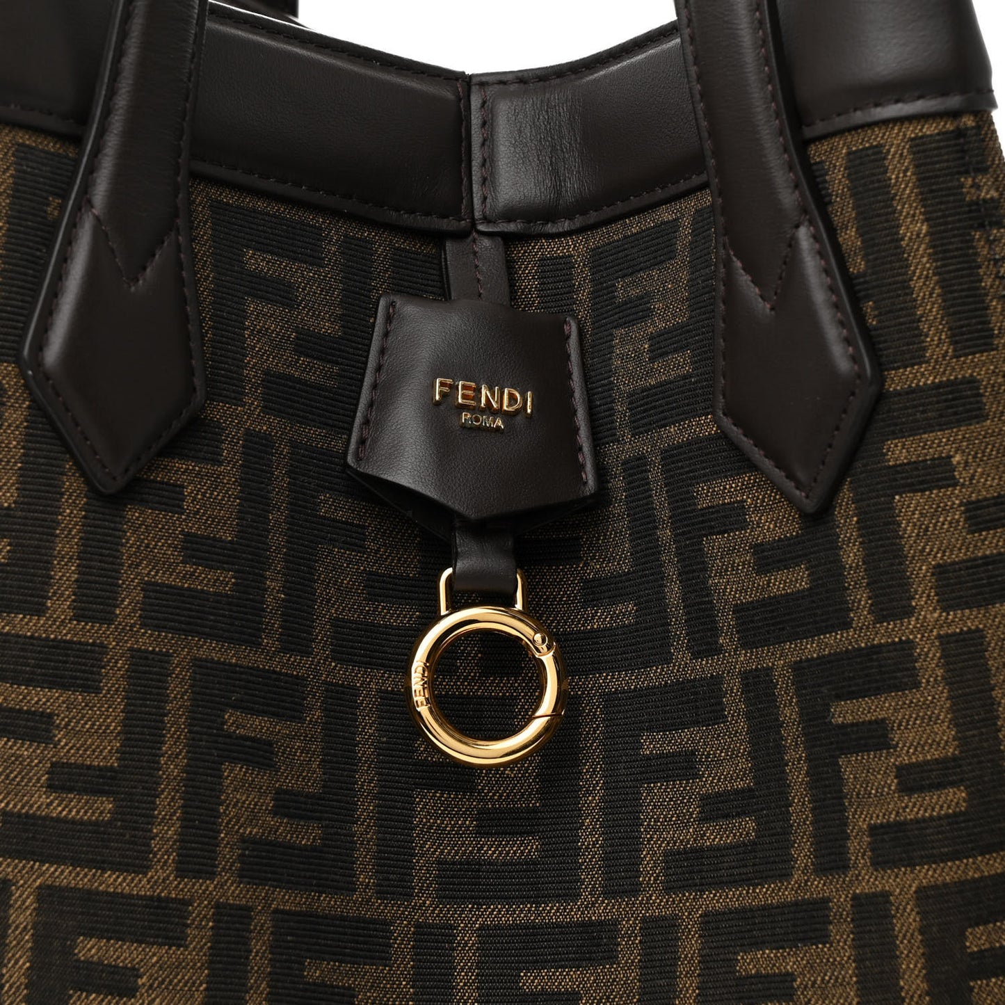Fabric Jacquard Vitello Grace FF 1974 Medium Fendi Origami Tobacco Moro Ebano