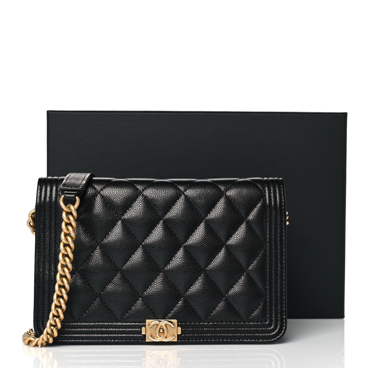 Chanel Caviar Quilted Boy Wallet On Chain WOC Black 10 of 10