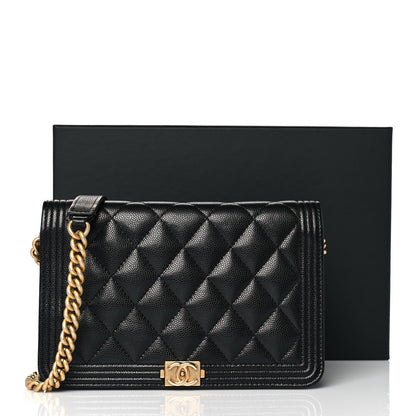 Chanel Caviar Quilted Boy Wallet On Chain WOC Black 10 of 10