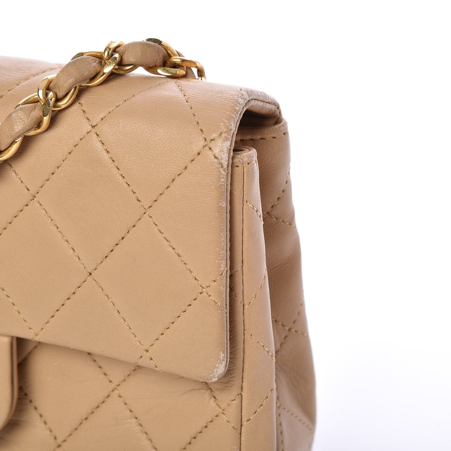 Lambskin Mini Square Flap Beige