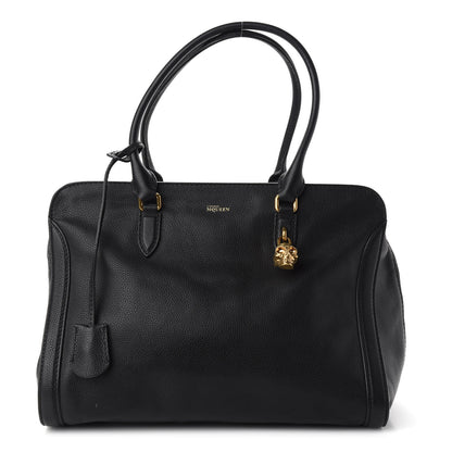 Alexander McQueen Pebbled Calfskin Large Skull Padlock Zip Around Tote Black 1 of 9
