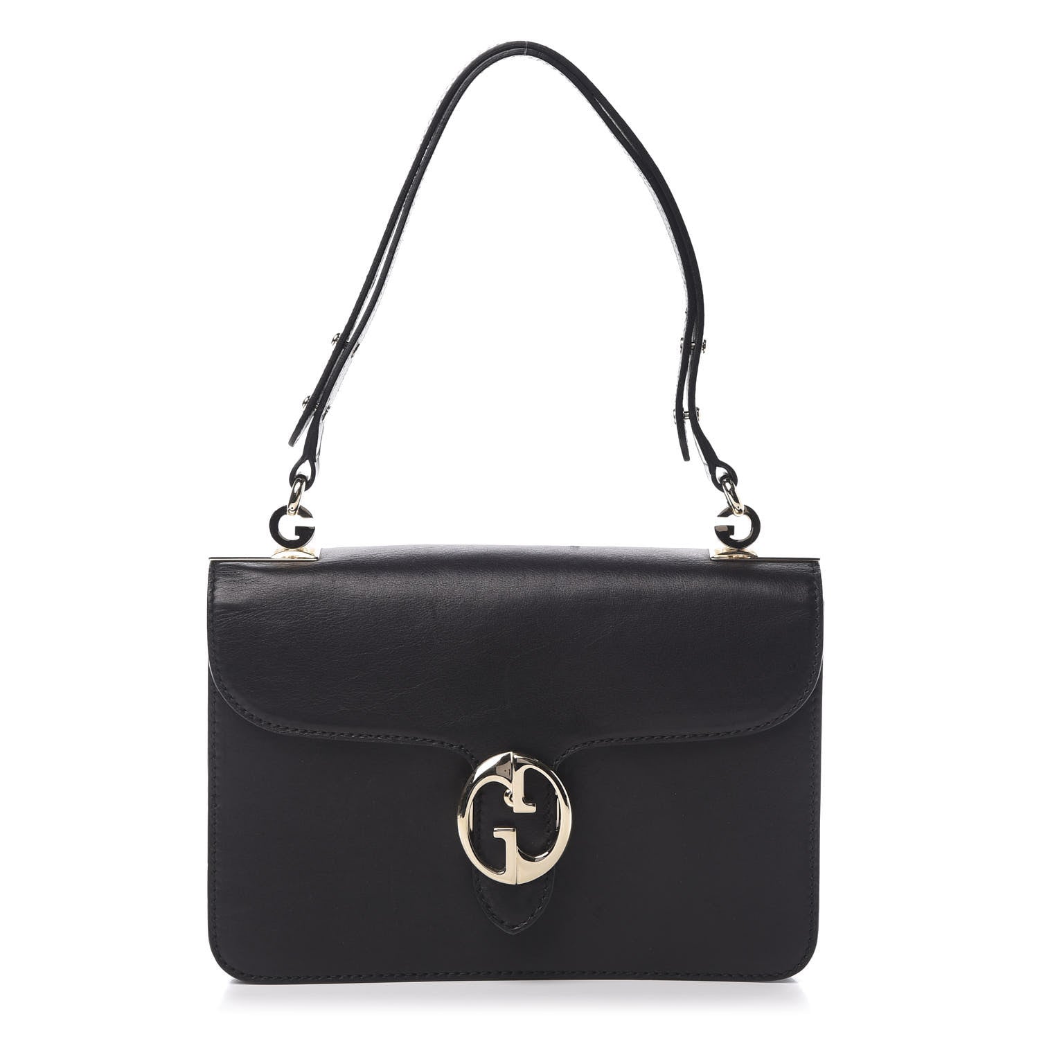 Gucci Calfskin Medium 1973 Shoulder Flap Bag Black 1 of 17