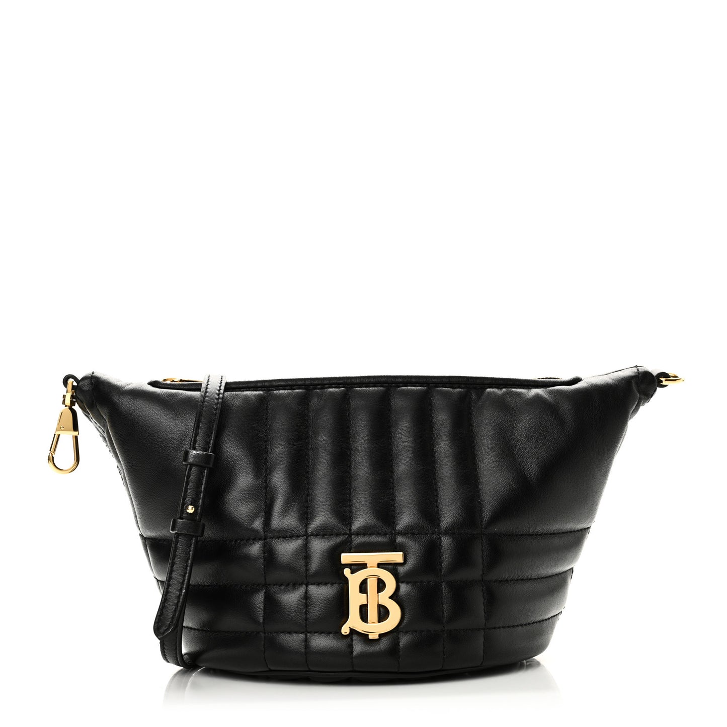 Lambskin Quilted Small Crescent Lola Bag Black