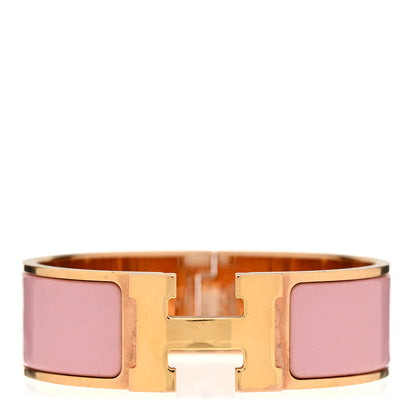Hermes Enamel Wide Clic Clac H Bracelet GM Rose Poudre 1 of 4
