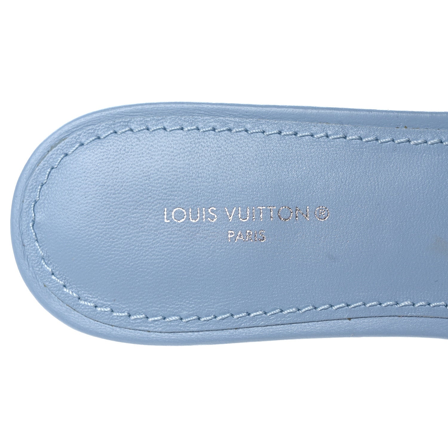 Louis Vuitton Lambskin Embossed Monogram Revival Flat Mules 37 Light Blue 7 of 8