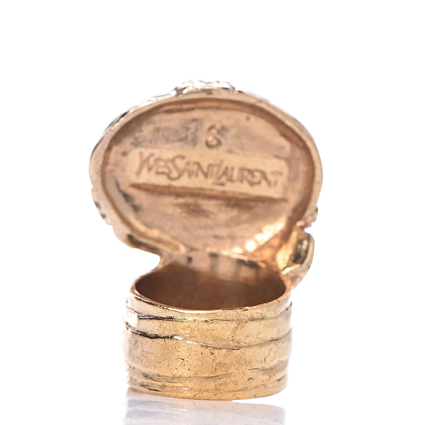 Glass Cabochon Arty Ovale Ring 8 Gold Lapis