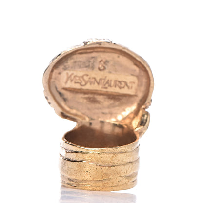 Saint Laurent Glass Cabochon Arty Ovale Ring 8 Gold Lapis 3 of 4