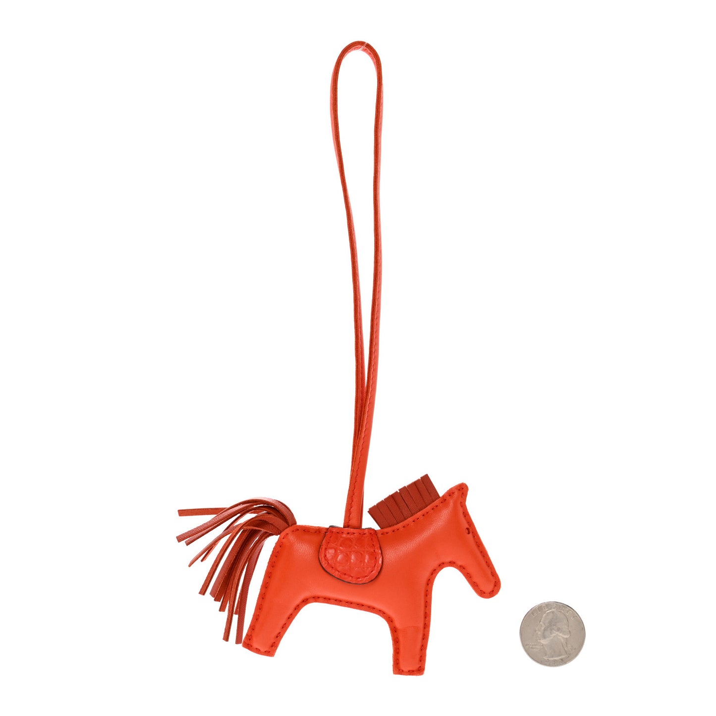 Milo Lambskin Matte Alligator Touch Grigri Rodeo Horse Bag Charm PM Orange Poppy Cornaline