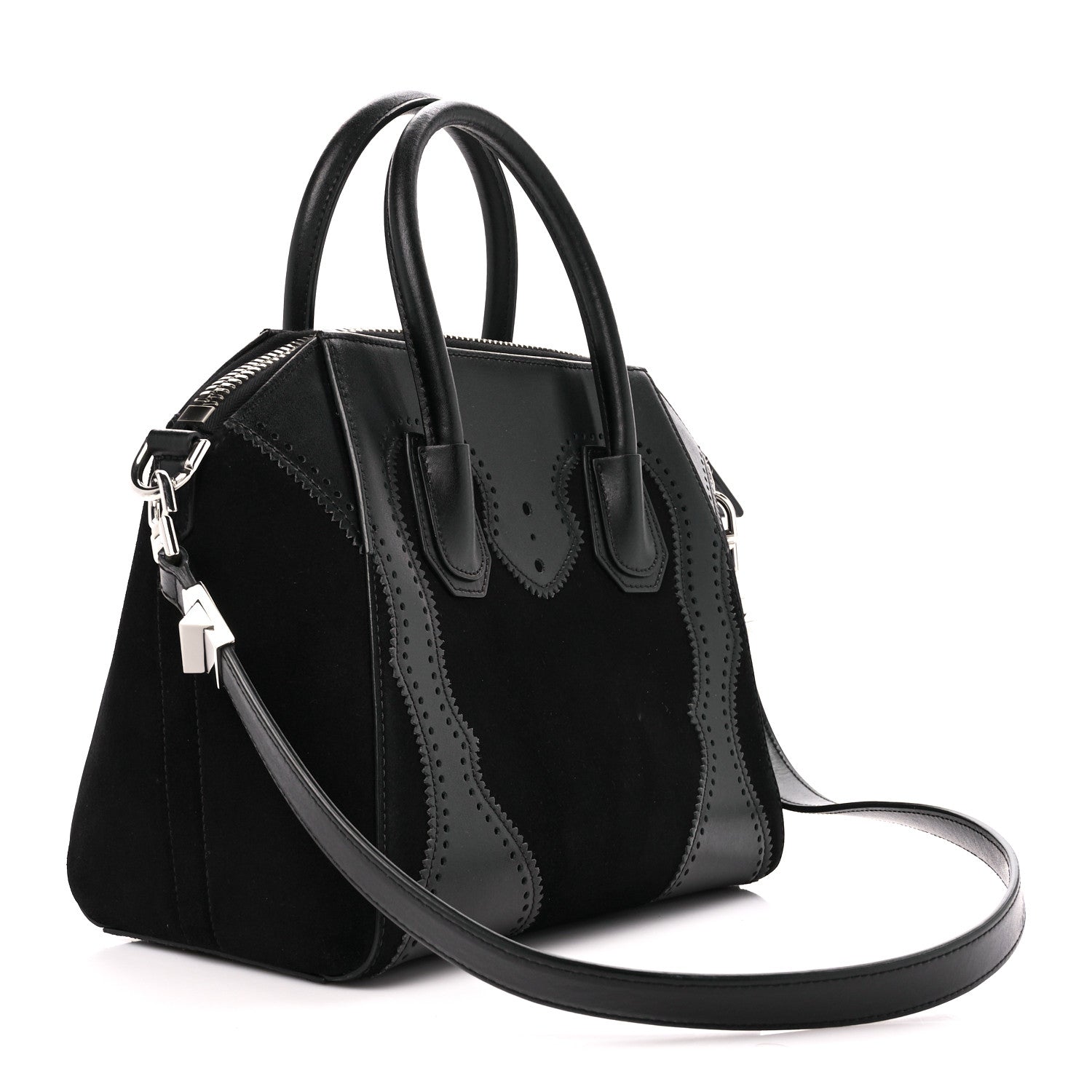 Givenchy Calfskin Suede Brogue Small Antigona Black 3 of 10
