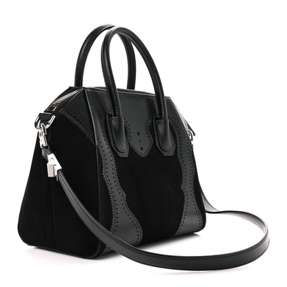 Givenchy Calfskin Suede Brogue Small Antigona Black 3 of 10
