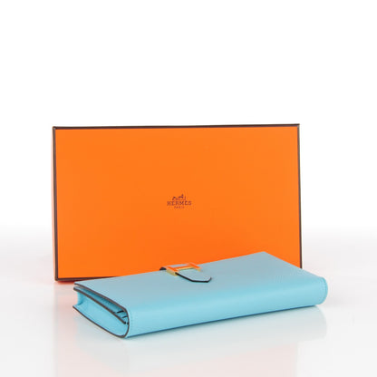 Hermes Epsom Bearn Gusset Wallet Bleu Atoll 4 of 9