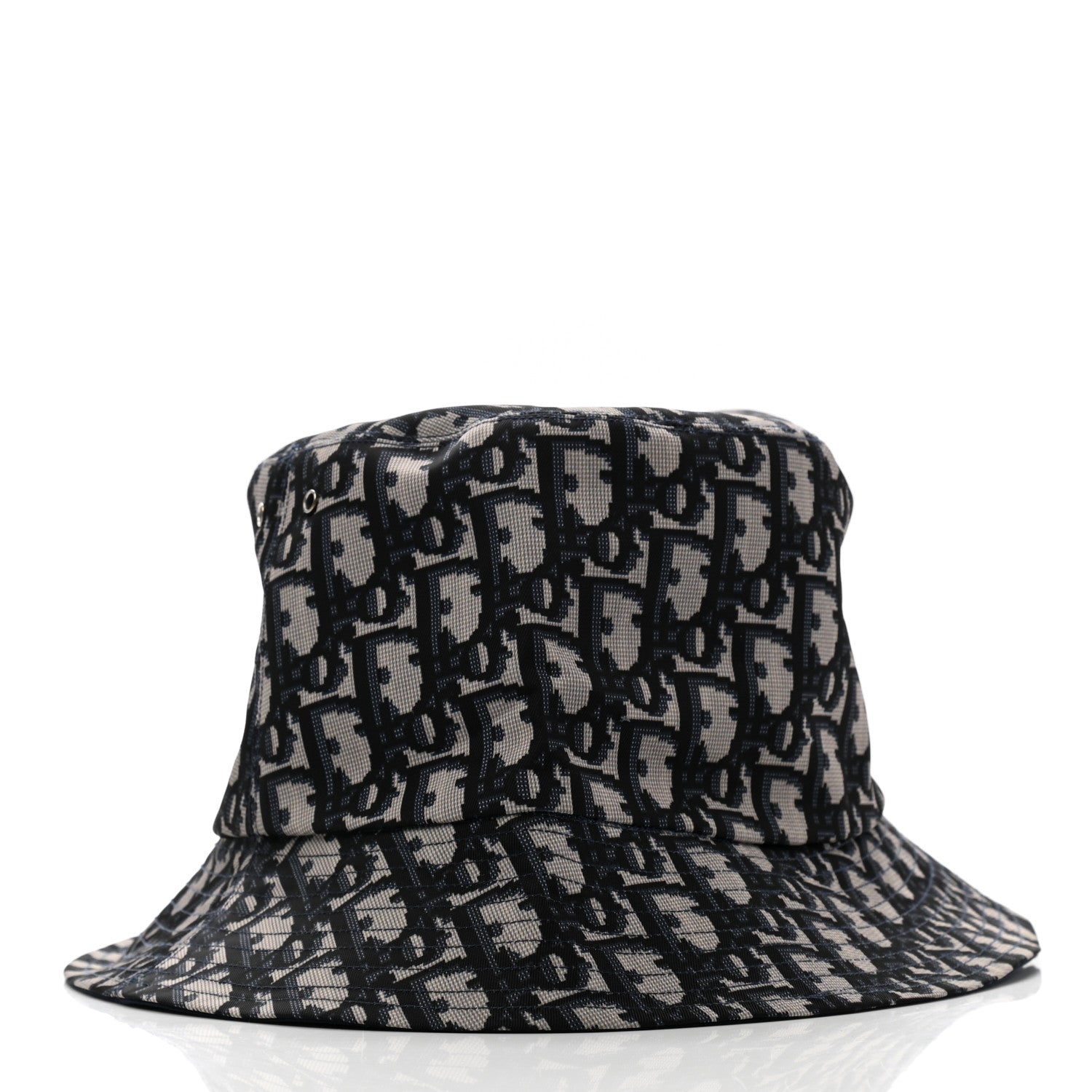 Christian Dior Polyester Cotton Oblique Teddy-D Brim Bucket Hat 58 Black 3 of 8