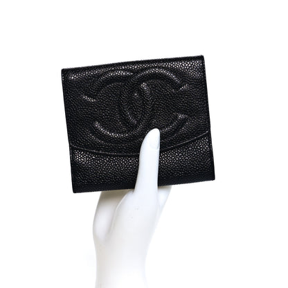 Chanel Caviar Timeless CC Compact French Wallet Black 2 of 9
