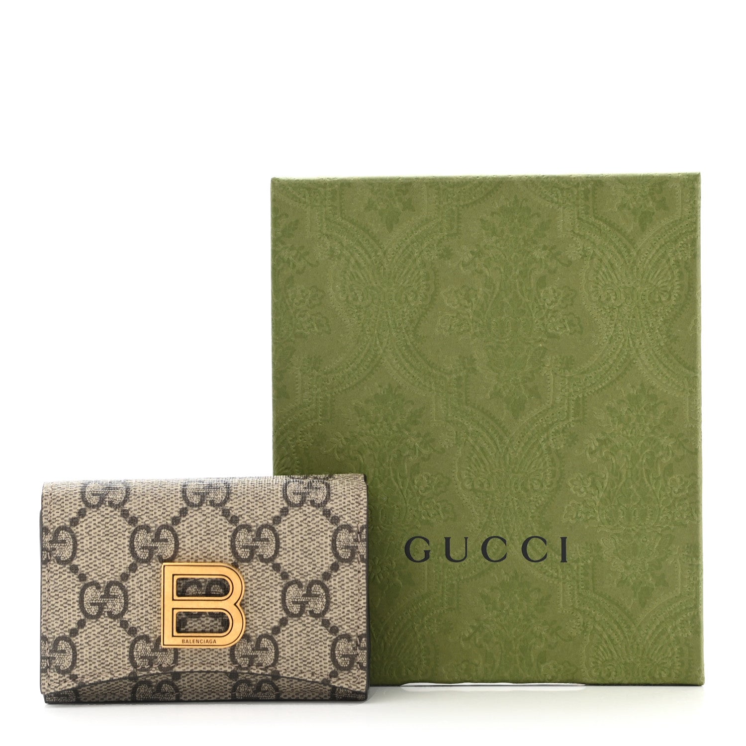 Gucci X BALENCIAGA GG Supreme Monogram Card Case Wallet Beige Ebony 8 of 8