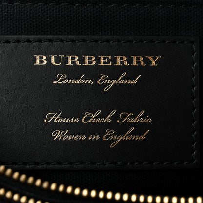 Burberry Derby Calfskin House Check Medium Banner Tote Black 6 of 10
