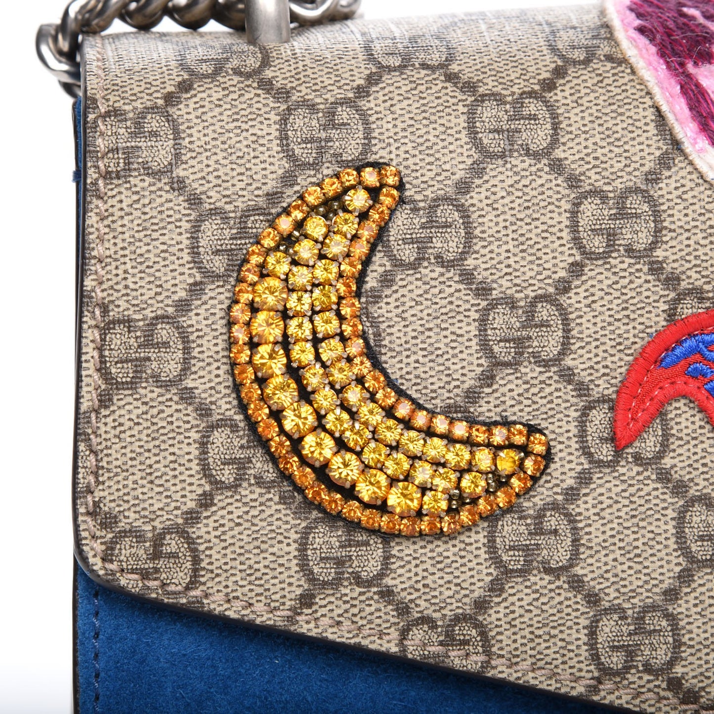 GG Supreme Monogram Embroidered Medium Dionysus Shoulder Bag Blue