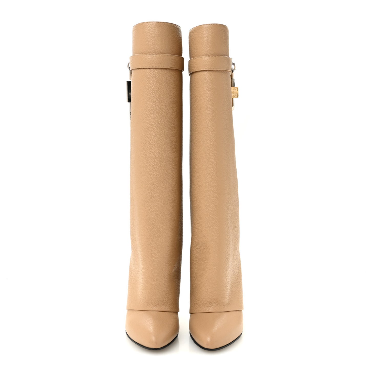 Grained Calfskin Shark Lock Pant Boots 37 Beige
